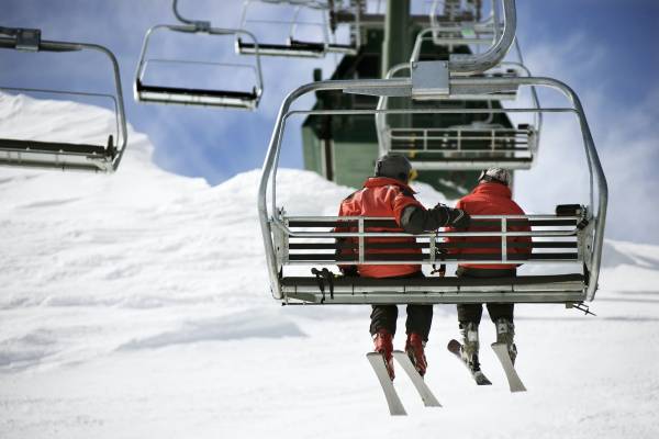 Skiers on Lift - Tahoe
